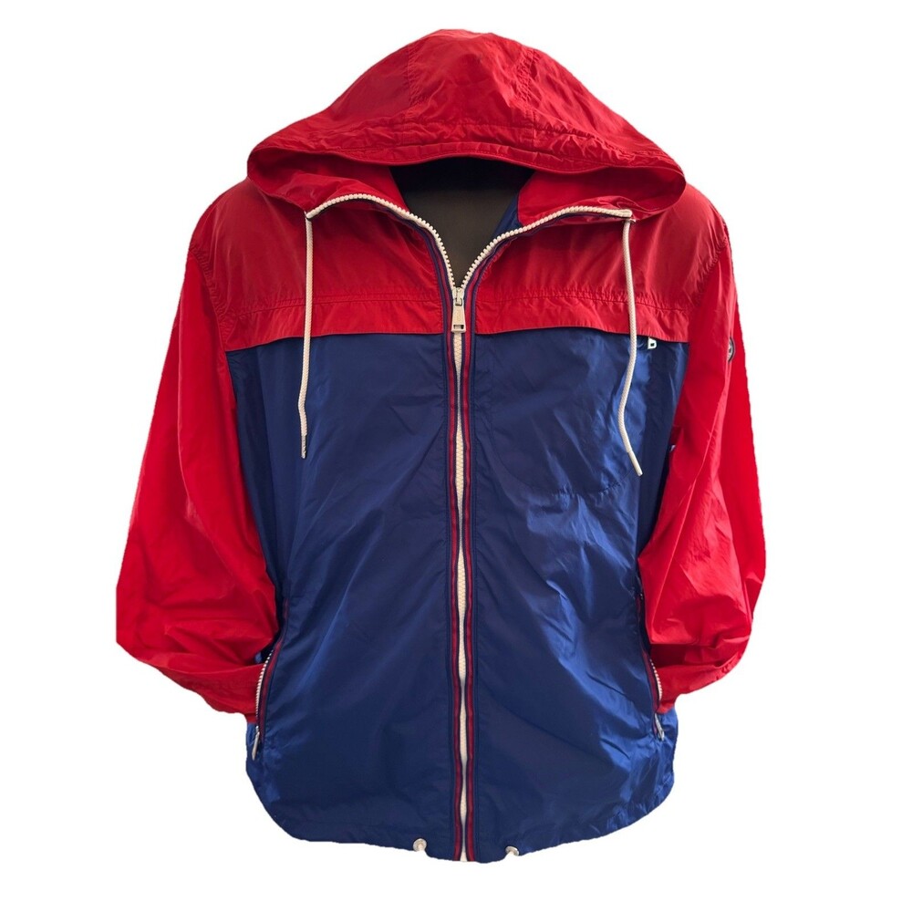 Polo Ralph Lauren Mens Blue Red Colorblock Hooded Windbreaker Jacket Size M